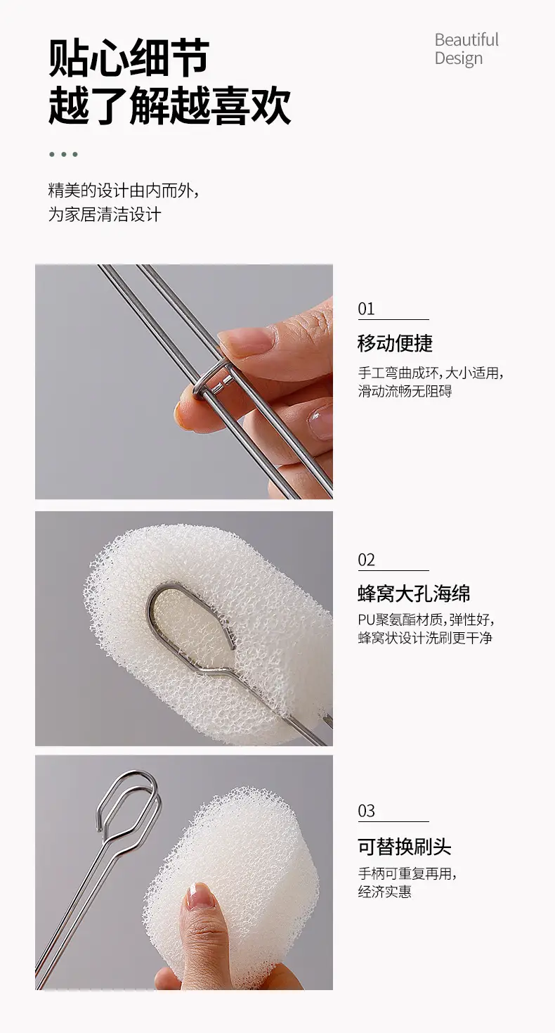 Stainless Steel Honeycomb Cup Brush Long Handle Replaceable — feature 12