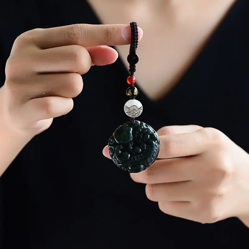Natural Obsidian Rainbow Eye Ball Pendant for Men — feature 5