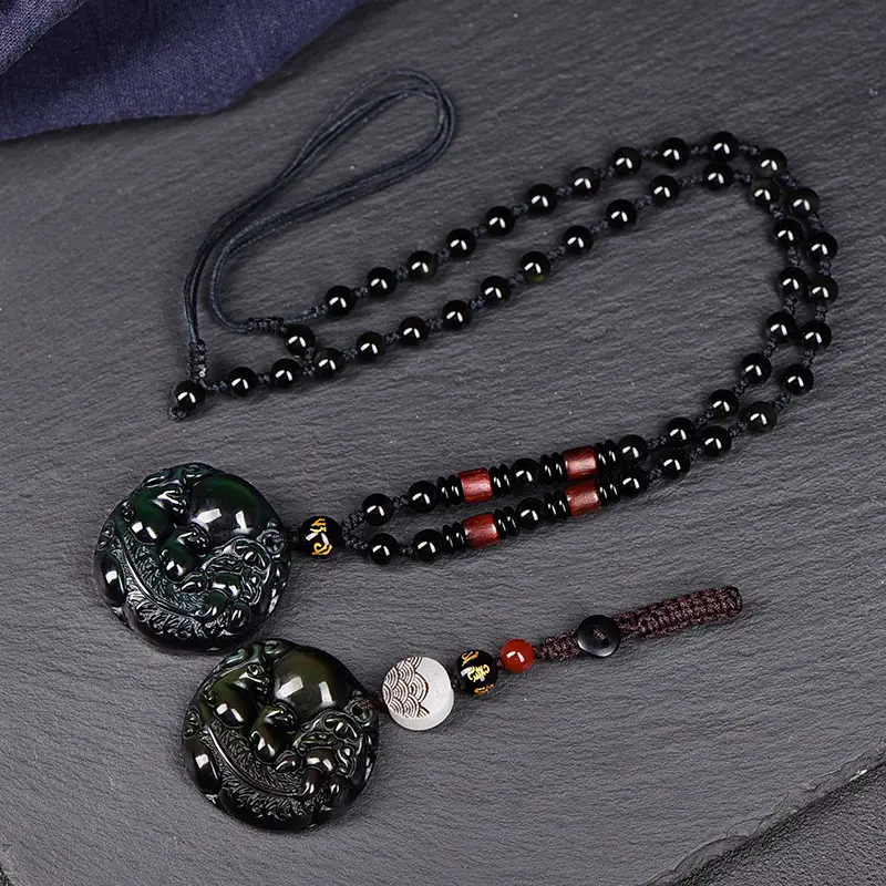 Natural Obsidian Rainbow Eye Ball Pendant for Men