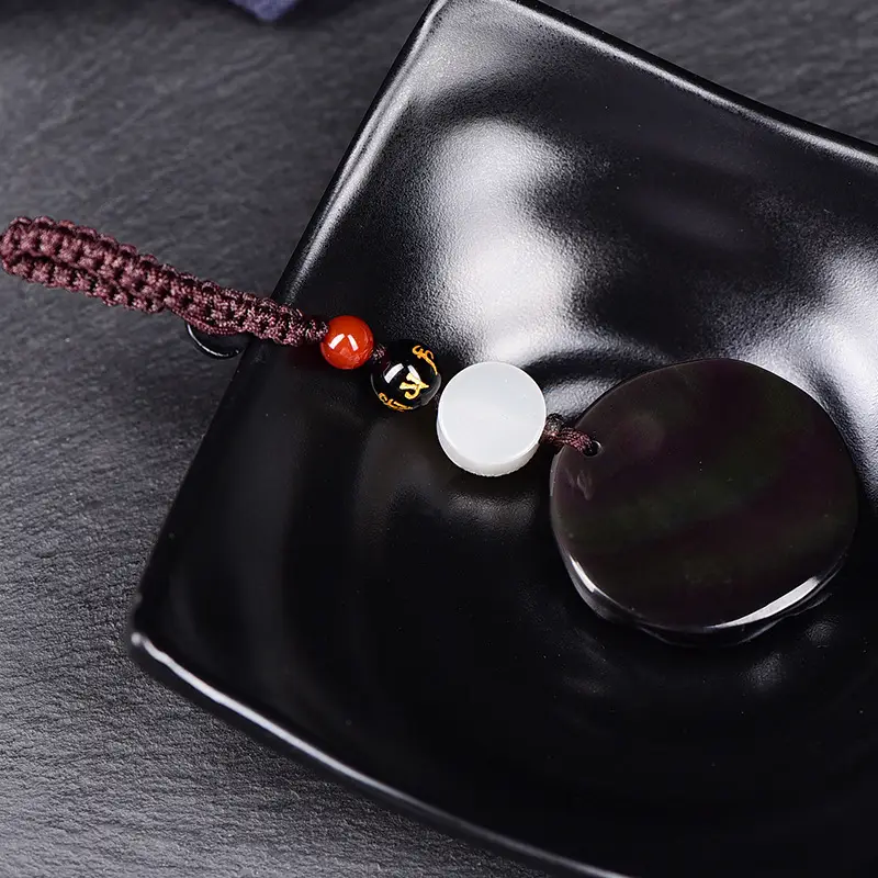 Natural Obsidian Rainbow Eye Ball Pendant for Men — feature 11