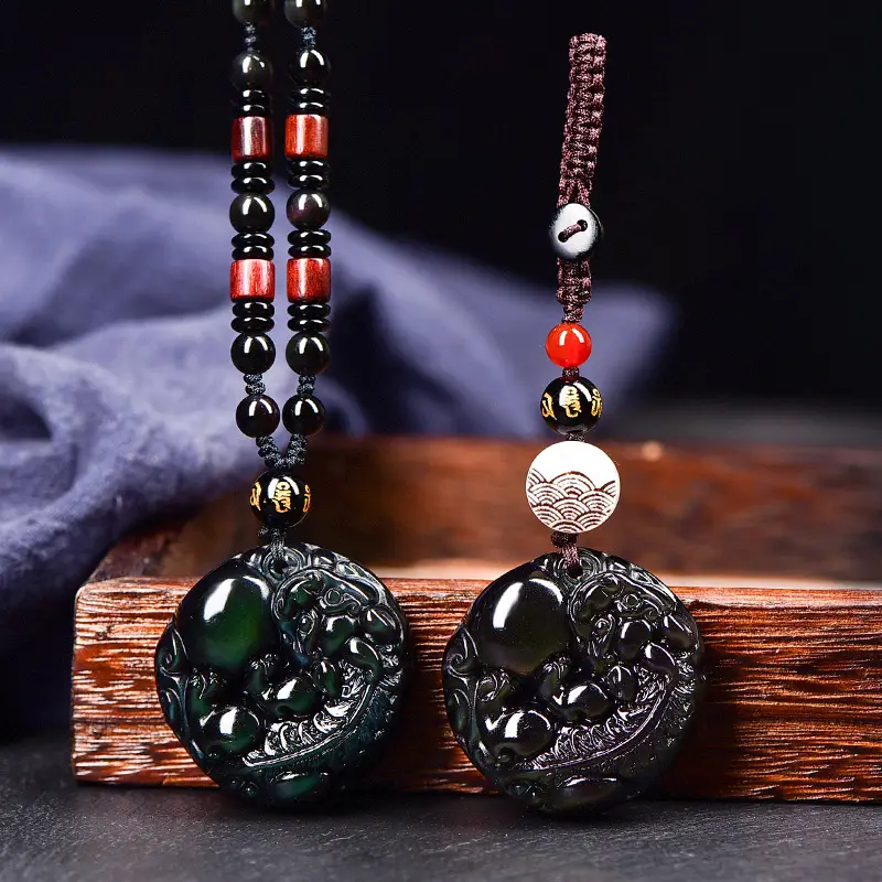 Natural Obsidian Rainbow Eye Ball Pendant for Men — feature 7