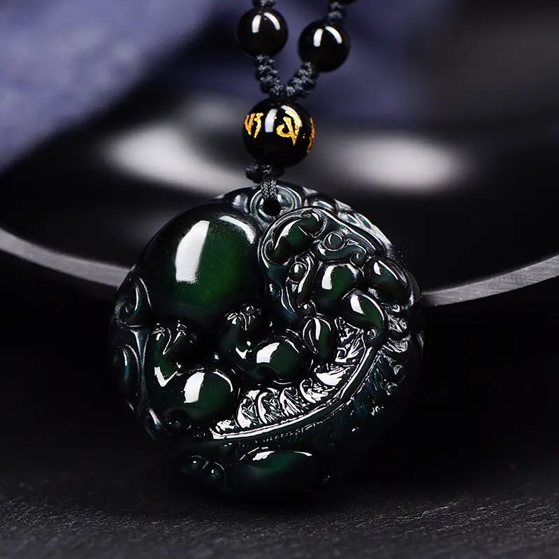 Natural Obsidian Rainbow Eye Ball Pendant for Men — feature 8