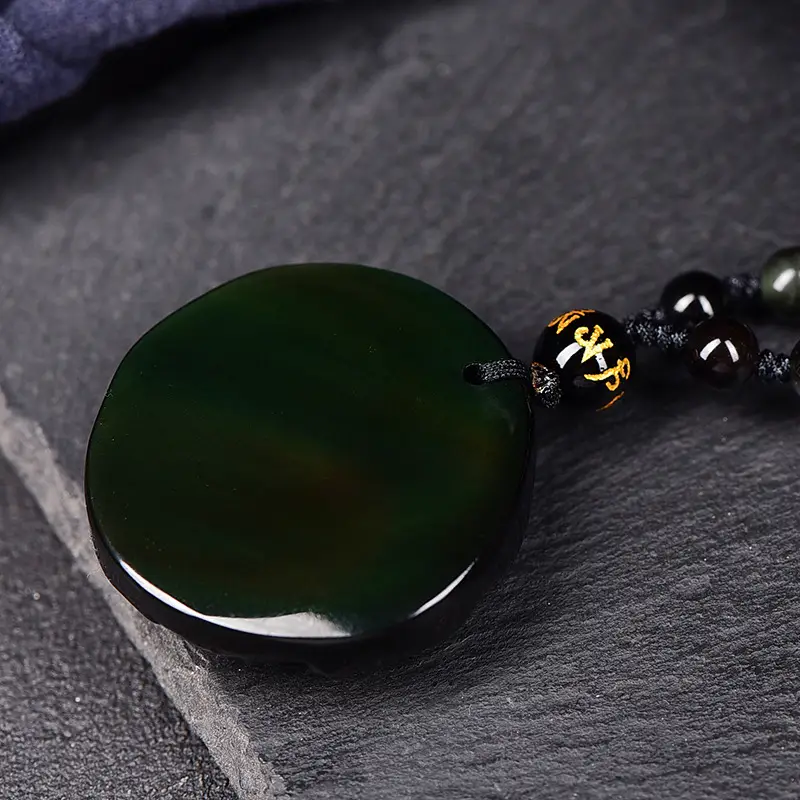 Natural Obsidian Rainbow Eye Ball Pendant for Men — feature 9