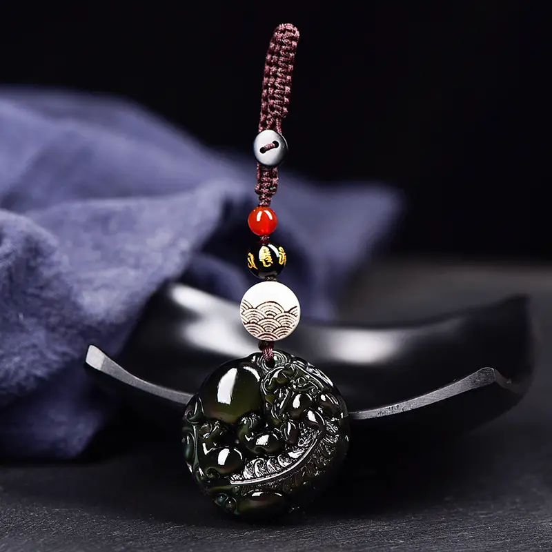 Natural Obsidian Rainbow Eye Ball Pendant for Men