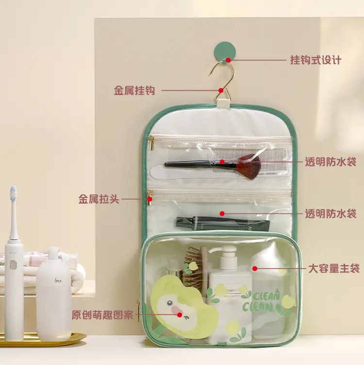 Portable Hook Wash Bag Large Capacity Waterproof Cartoon Cosmetic Travel Convenient Cosmetic Storage Bag — feature 8