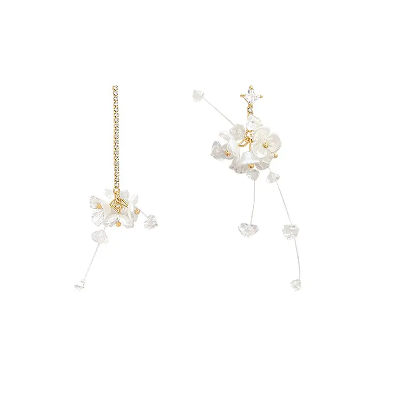 Micro inlaid Zircon Orchid Earrings Silver Needle High Grade - Image 6