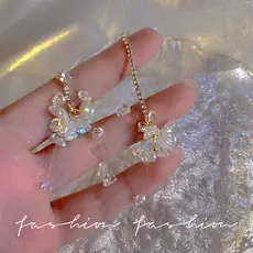 Micro inlaid Zircon Orchid Earrings Silver Needle High Grade — feature 2