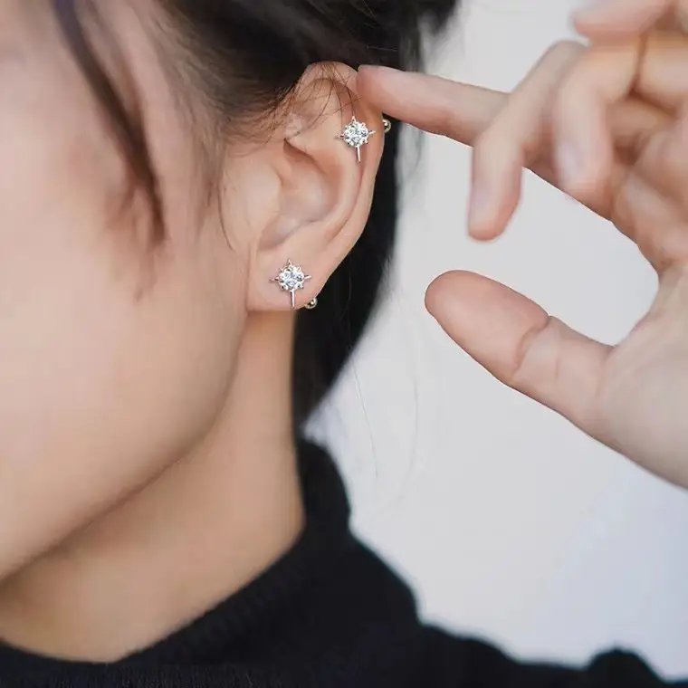 S999 Pure Silver Zircon Earrings for Women 2025 - Image 2