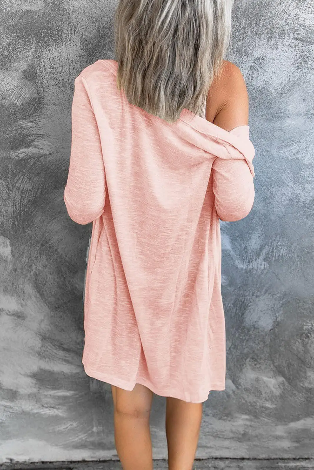 Women's Long Button Cardigan Solid Pink 2022