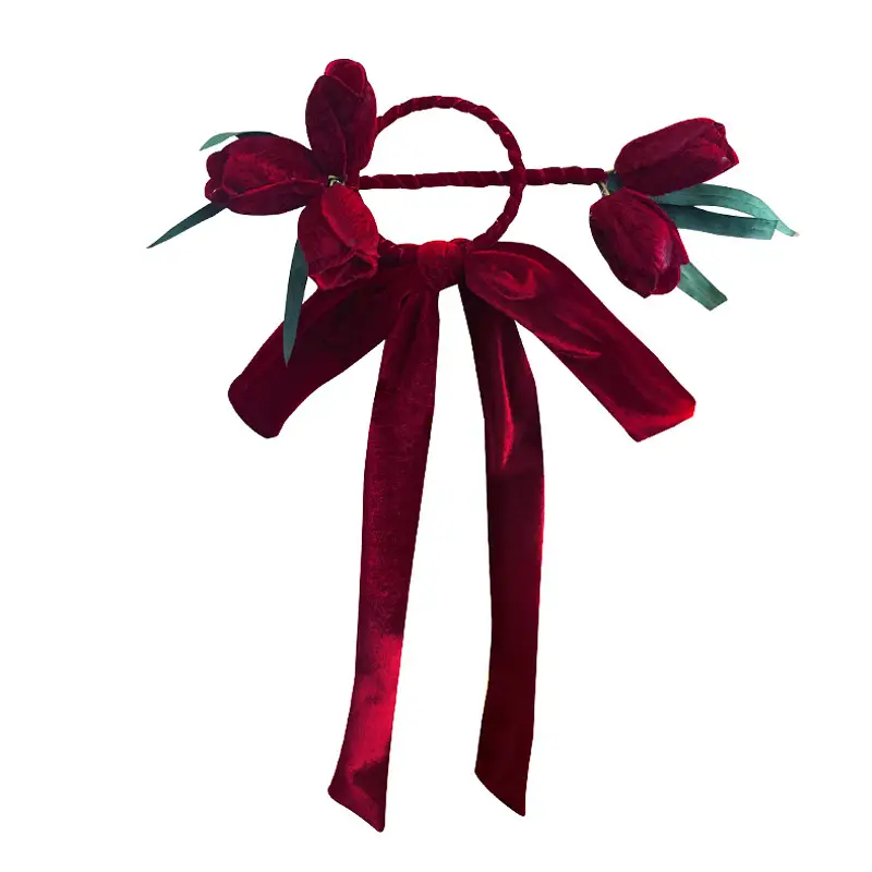 Korean Red Velvet Hairpin for Bridal Headdress - Image 6