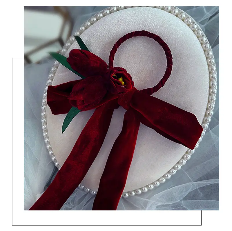 Korean Red Velvet Hairpin for Bridal Headdress — feature 3