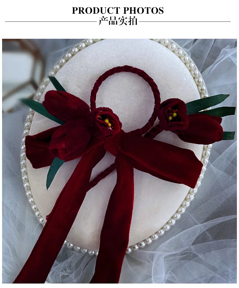 Korean Red Velvet Hairpin for Bridal Headdress — feature 6