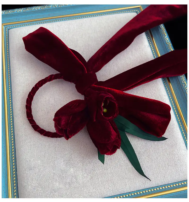 Korean Red Velvet Hairpin for Bridal Headdress — feature 8