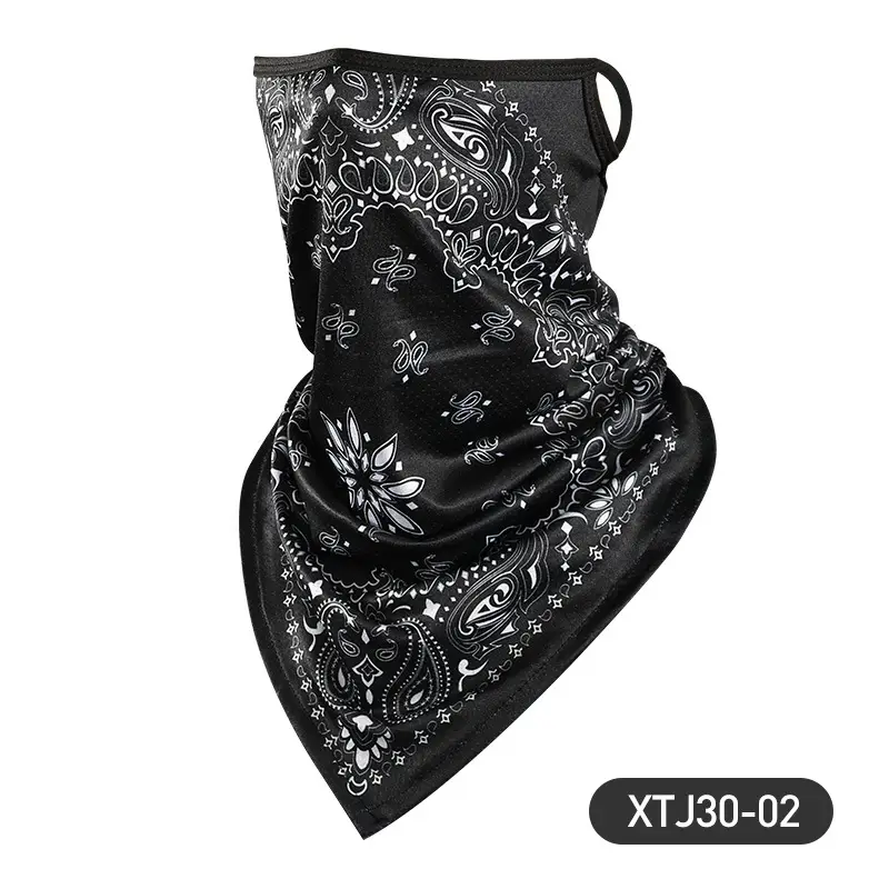 Black Ice Silk Neck Cover with Star Design for Outdoor Riding - Image 2