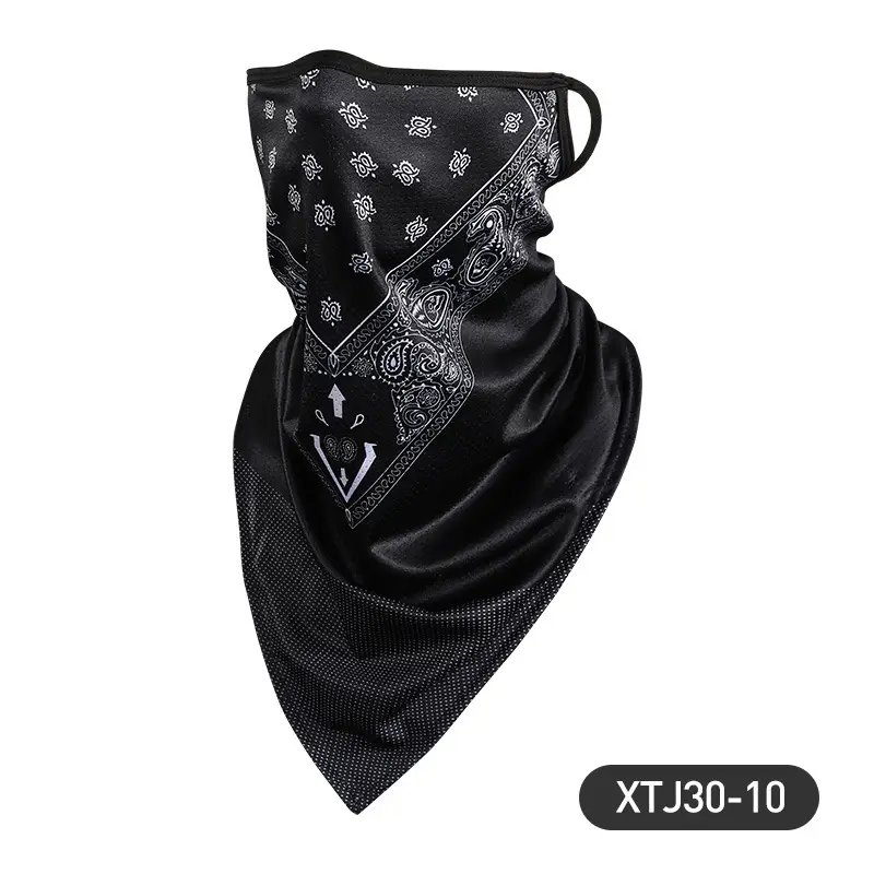 Black Ice Silk Neck Cover with Star Design for Outdoor Riding - Image 6