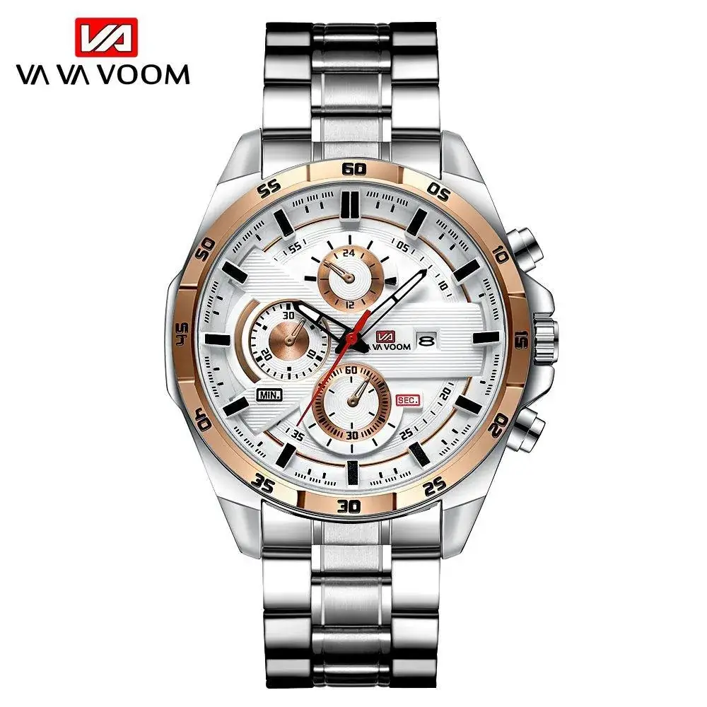 Men's Waterproof Chronograph Watch with Rose Gold Case - Image 11