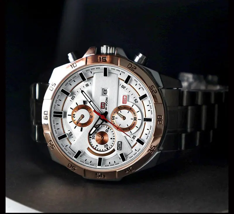 Men's Waterproof Chronograph Watch with Rose Gold Case — feature 16
