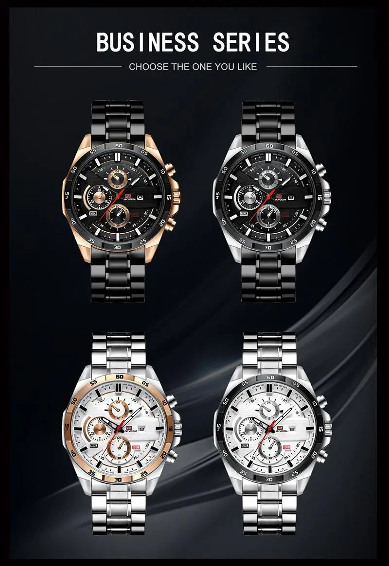 Men's Waterproof Chronograph Watch with Rose Gold Case — feature 23
