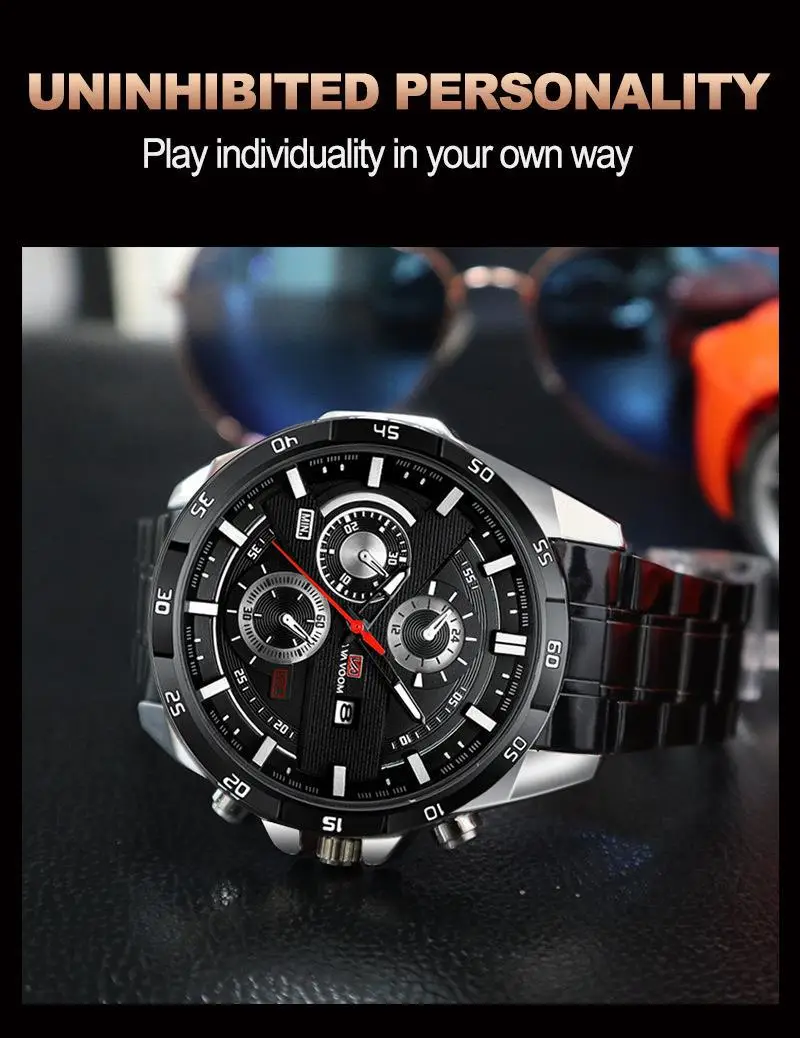 Men's Waterproof Chronograph Watch with Rose Gold Case — feature 24