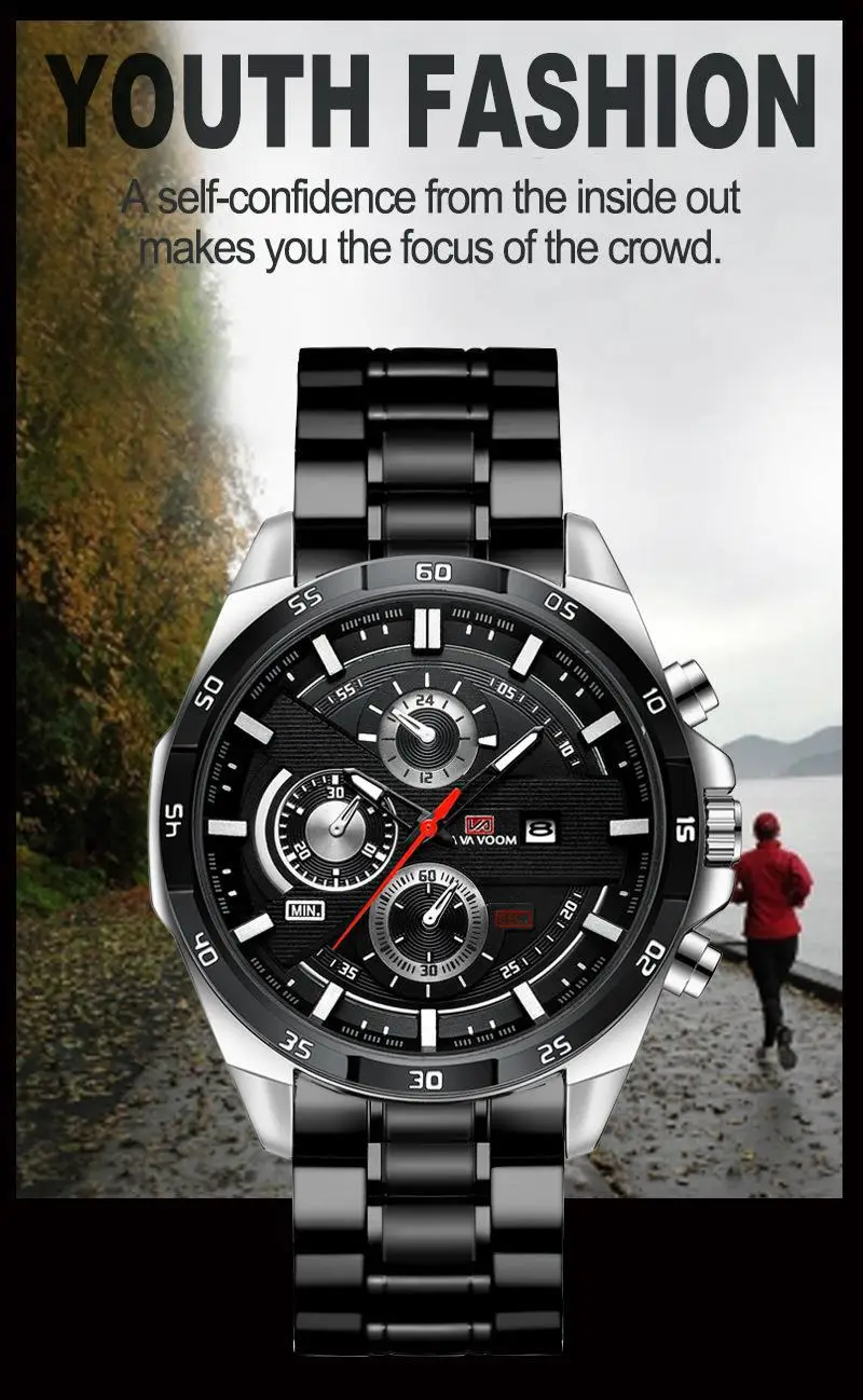 Men's Waterproof Chronograph Watch with Rose Gold Case — feature 27