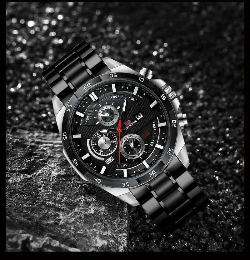 Men's Waterproof Chronograph Watch with Rose Gold Case — feature 34