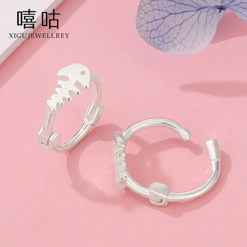 S925 Silver Fish Bone Earrings for Women - Image 2