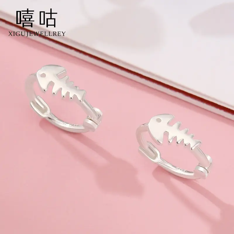 S925 Silver Fish Bone Earrings for Women - Image 3