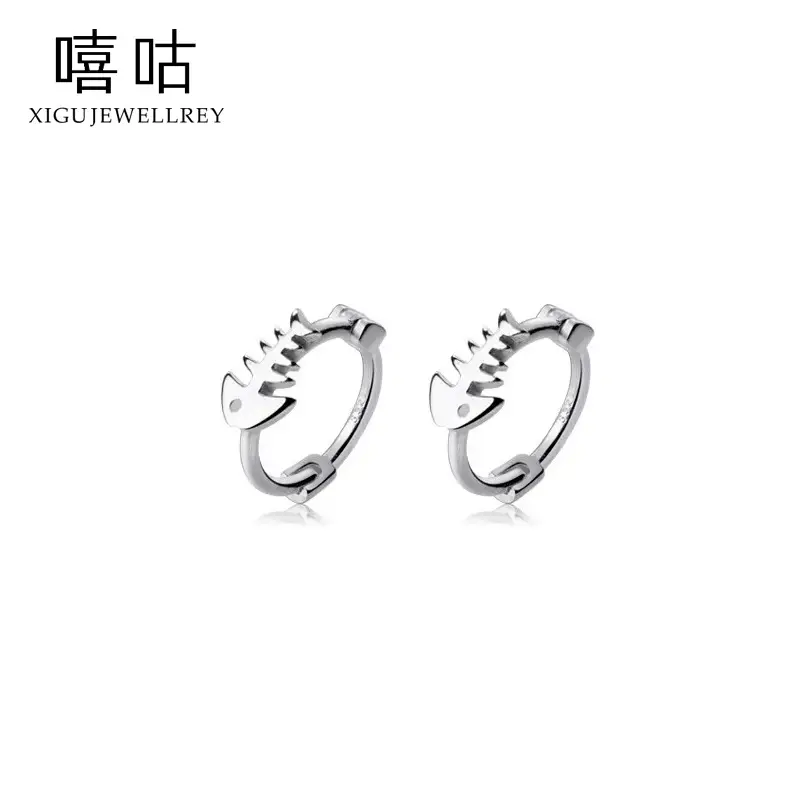 S925 Silver Fish Bone Earrings for Women - Image 5