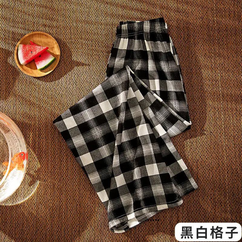 Women Plaid Wide Leg Pants Summer 2024 - Image 2