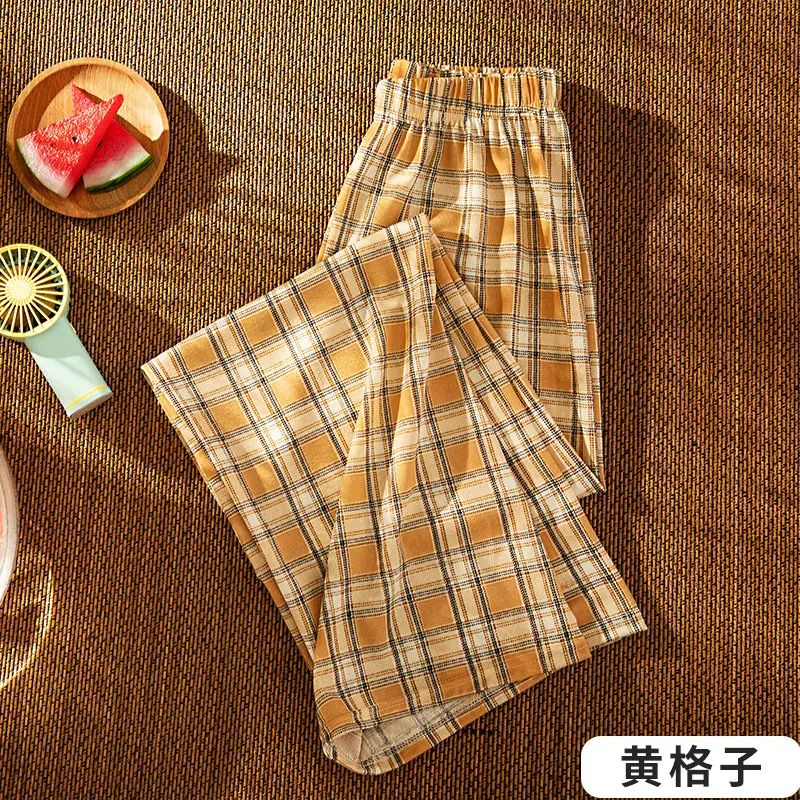 Women Plaid Wide Leg Pants Summer 2024 - Image 3