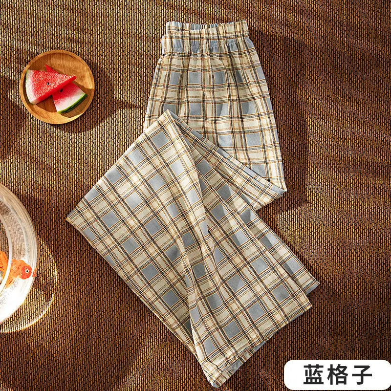 Women Plaid Wide Leg Pants Summer 2024 - Image 4