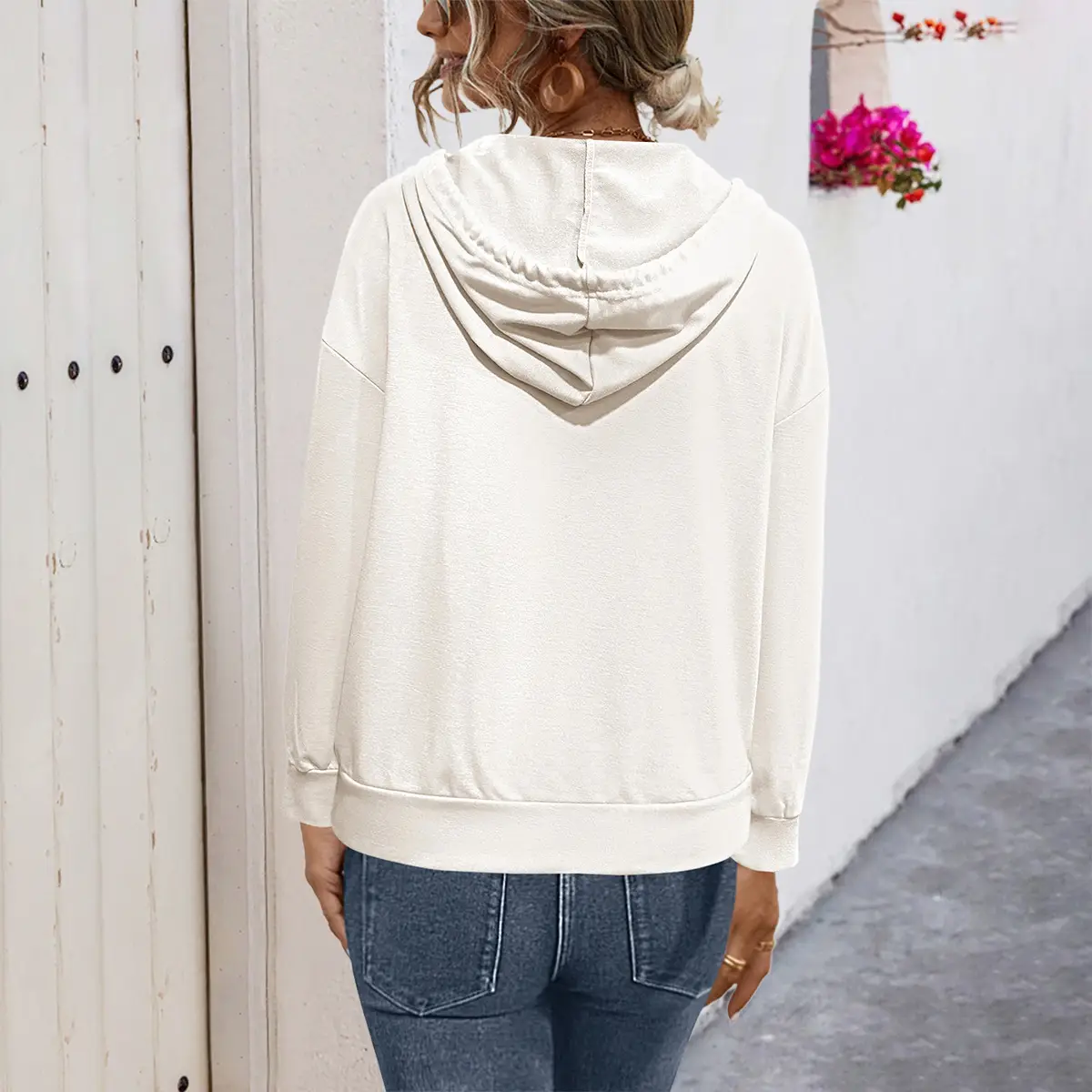 Women's Pink & White Hooded Sweatshirt Autumn 2022 — feature 15