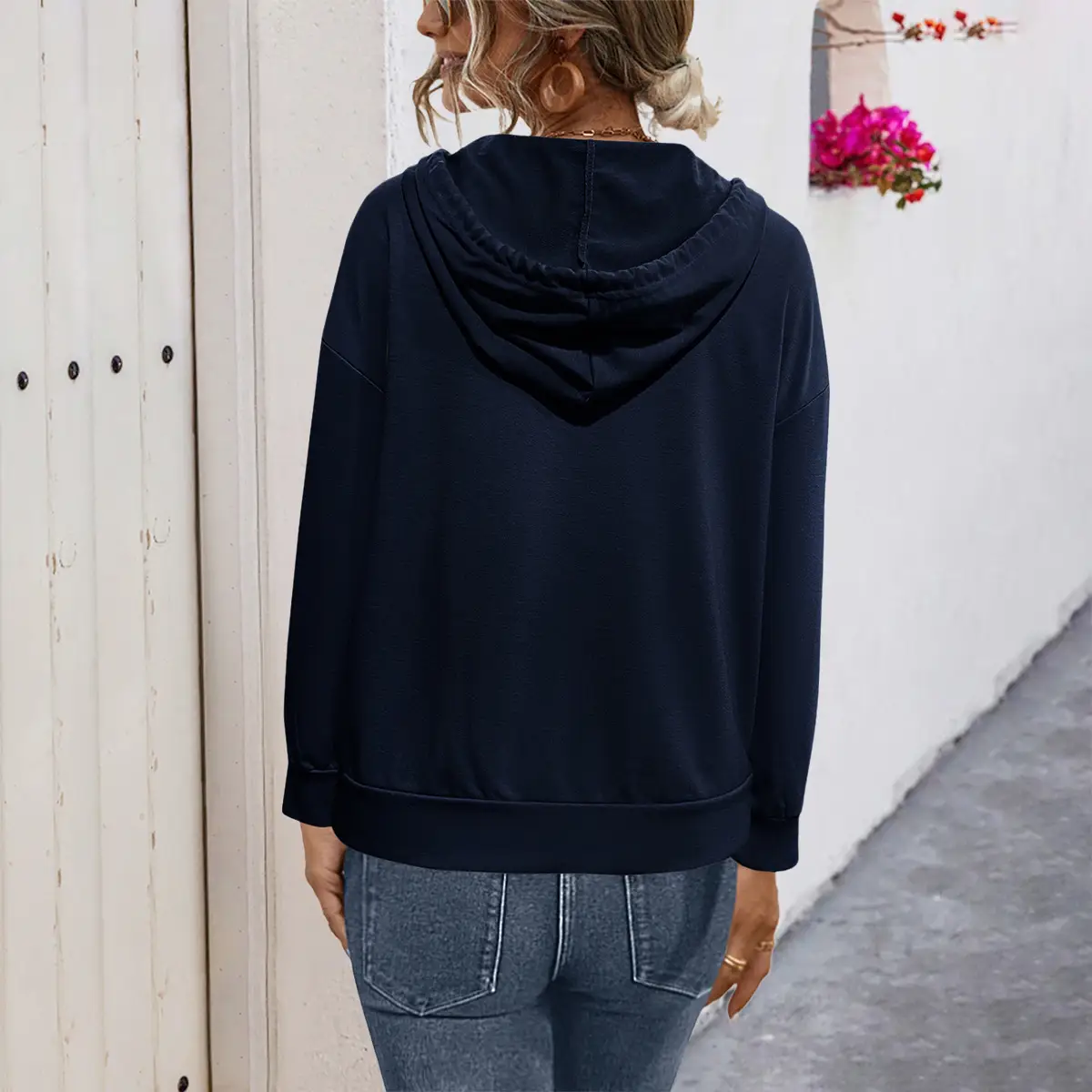 Women's Pink & White Hooded Sweatshirt Autumn 2022 — feature 4