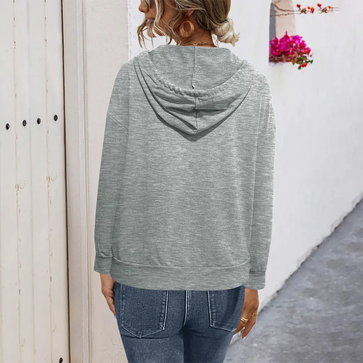 Women's Pink & White Hooded Sweatshirt Autumn 2022 — feature 9