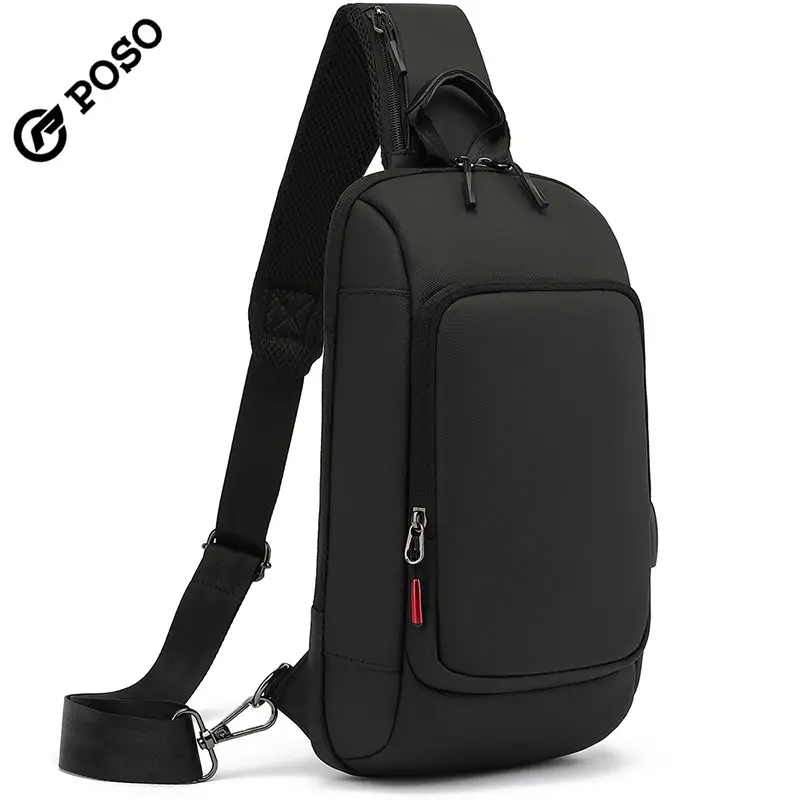 Men's Black Crossbody Phone Bag with USB Charging - Image 5