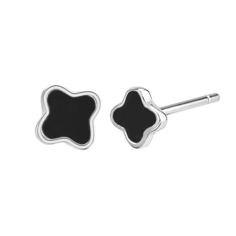S999 Silver Lucky Clover Earrings for Women - Image 4