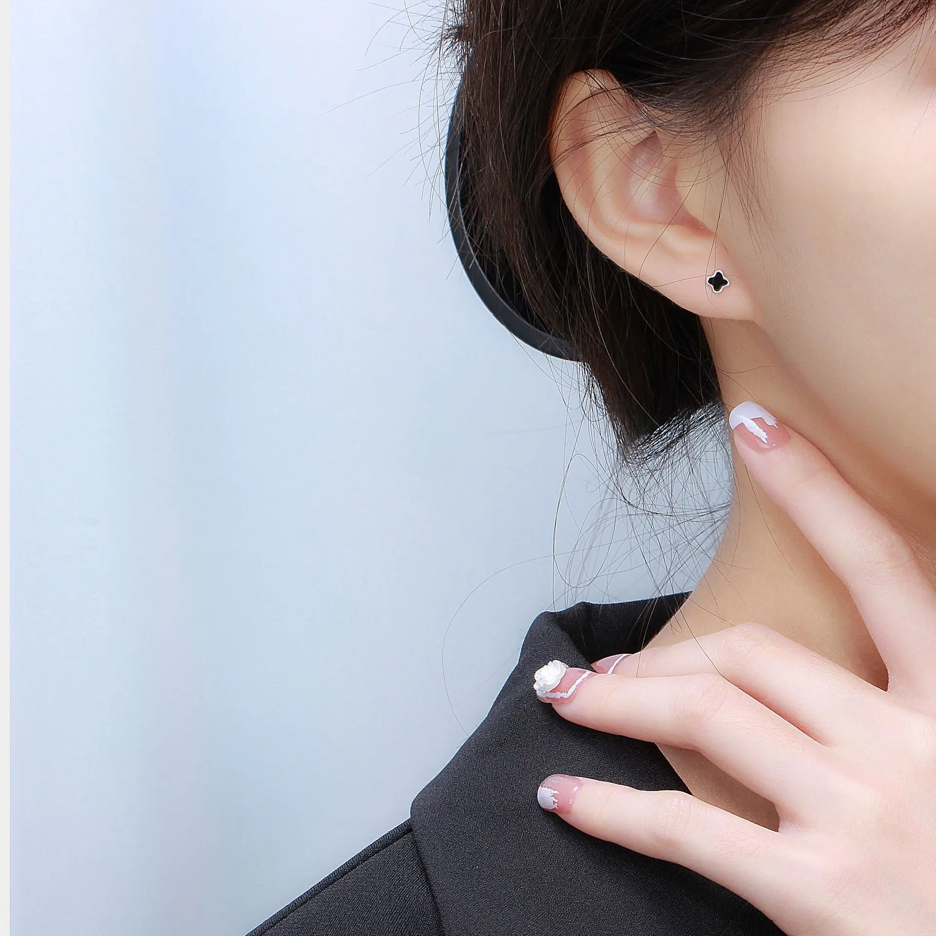 S999 Silver Lucky Clover Earrings for Women - Image 6