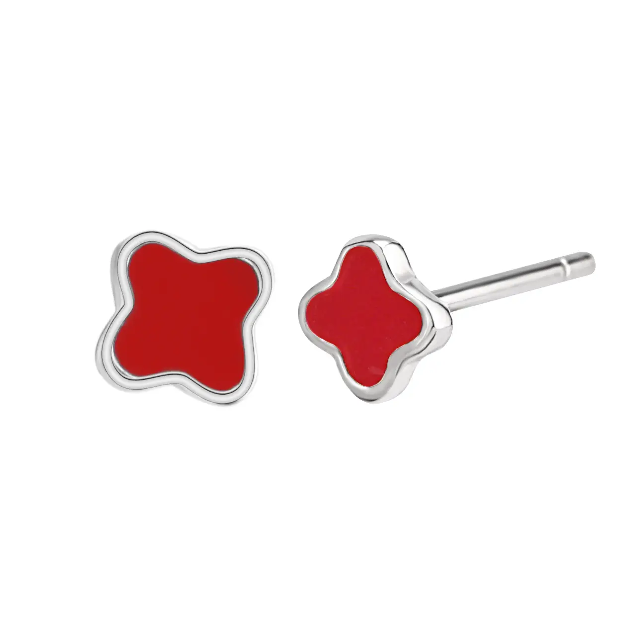 S999 Silver Lucky Clover Earrings for Women - Image 2