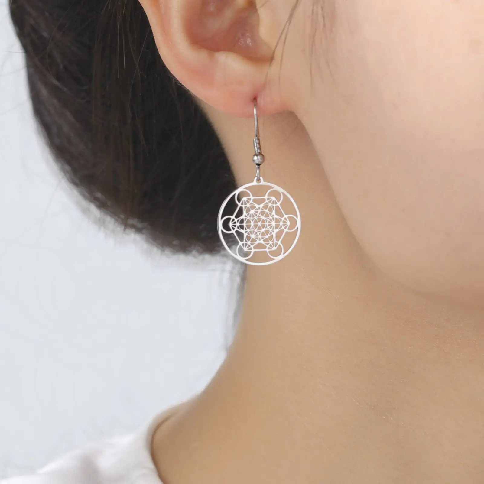 Titanium Cut Out Hoop Earrings for Girls - Image 4