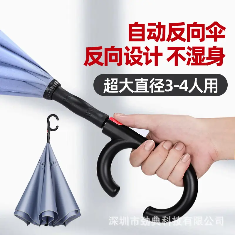 12 Bone Green Giant Umbrella Men Black Rubber Rain — feature 5