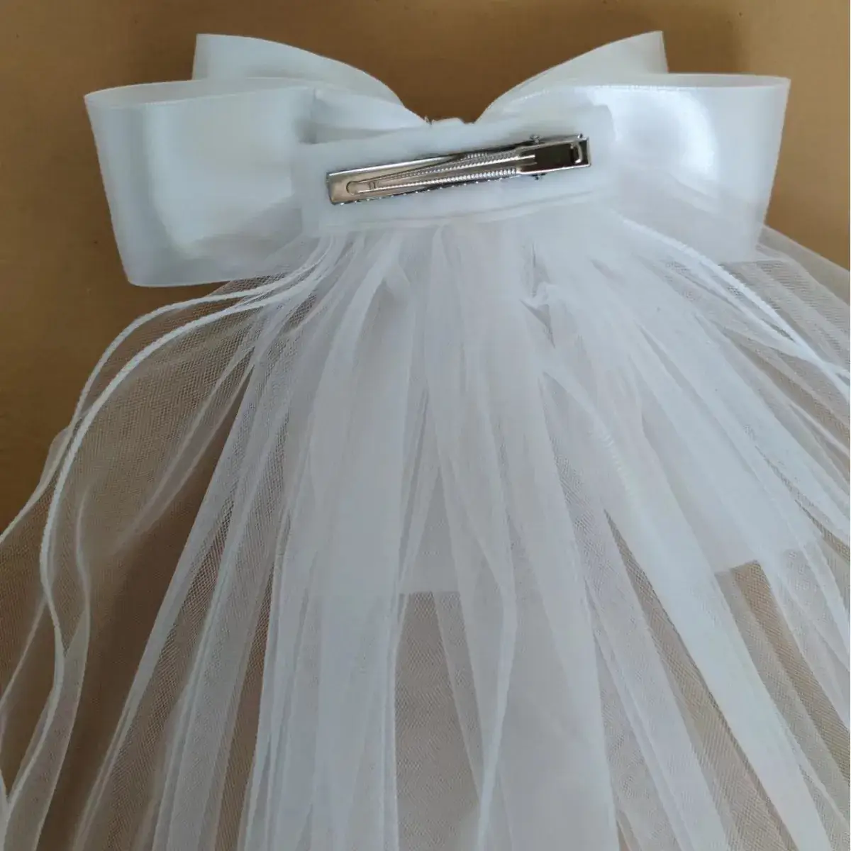 White Veil Bow Short Hair Accessories for Women - Image 7