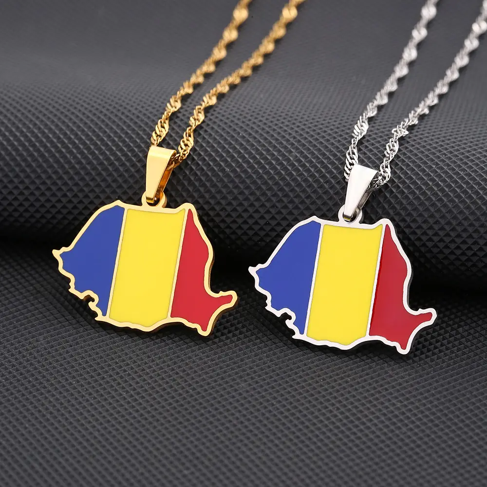 Romanian Map Stainless Steel Necklace for Women — feature 10