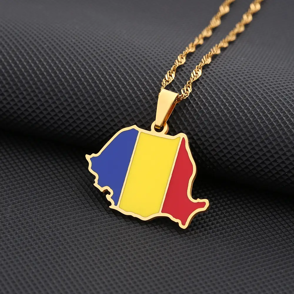 Romanian Map Stainless Steel Necklace for Women — feature 7