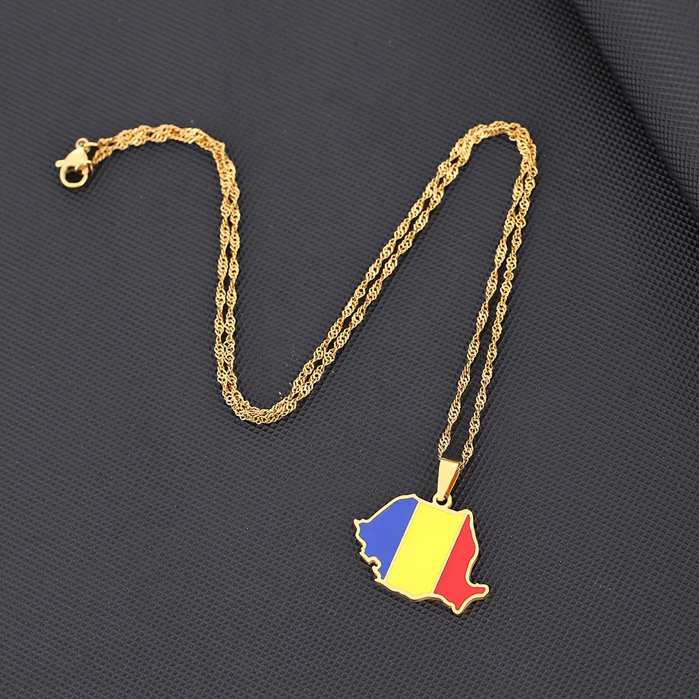 Romanian Map Stainless Steel Necklace for Women — feature 9