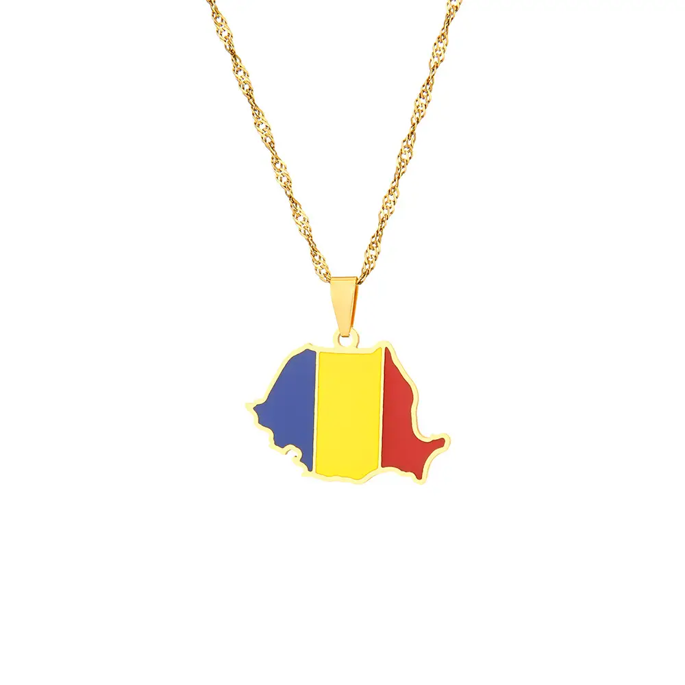 Romanian Map Stainless Steel Necklace for Women - Image 6