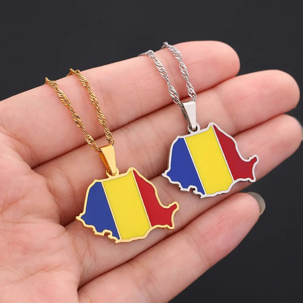Romanian Map Stainless Steel Necklace for Women — feature 11