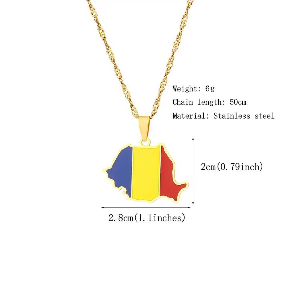 Romanian Map Stainless Steel Necklace for Women — feature 12