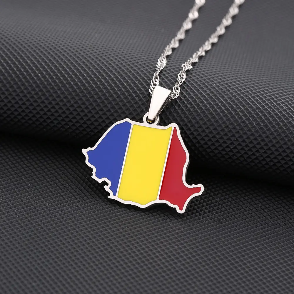 Romanian Map Stainless Steel Necklace for Women — feature 8