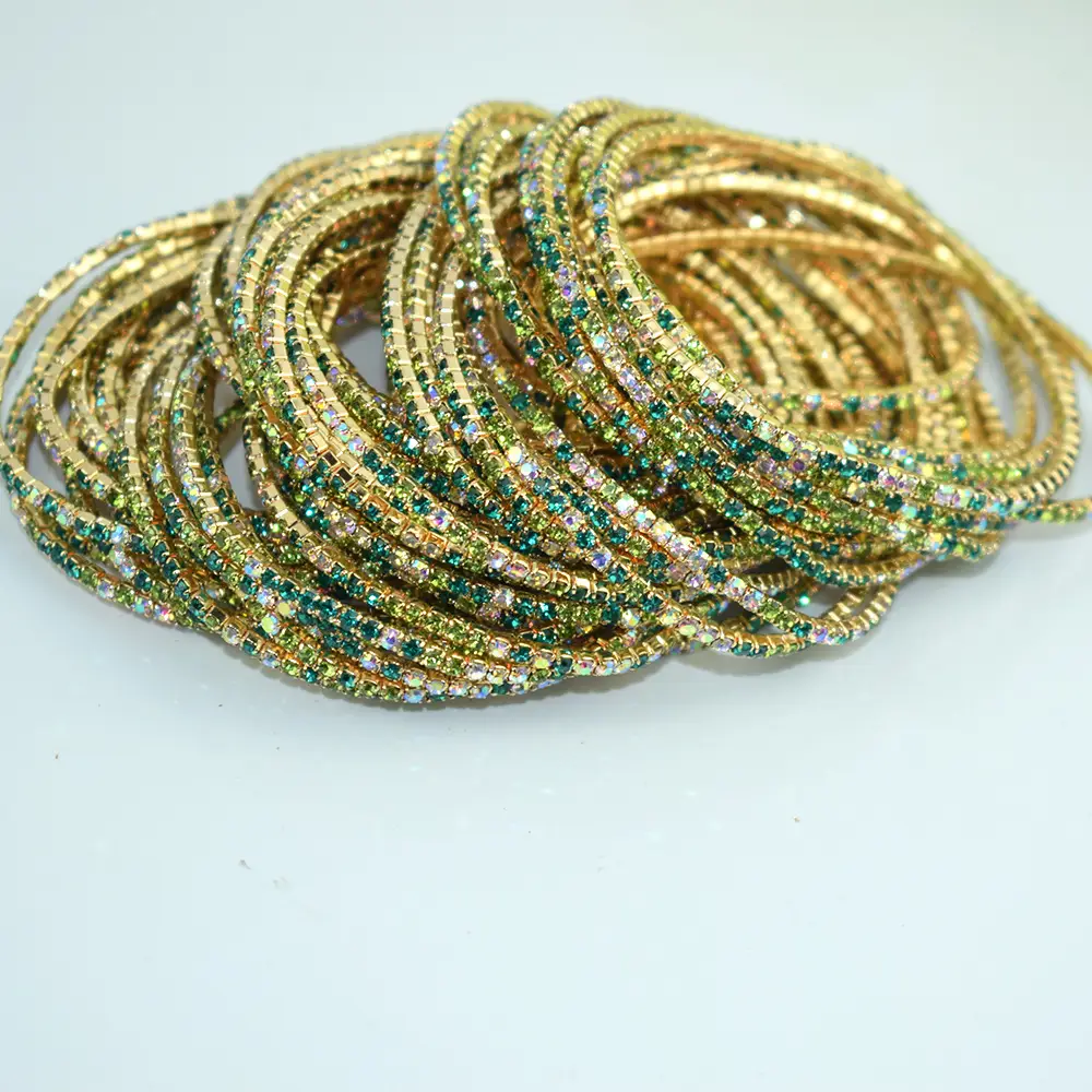 10 Pack 2mm Single Row Indian Rhinestone Bracelets - Image 22