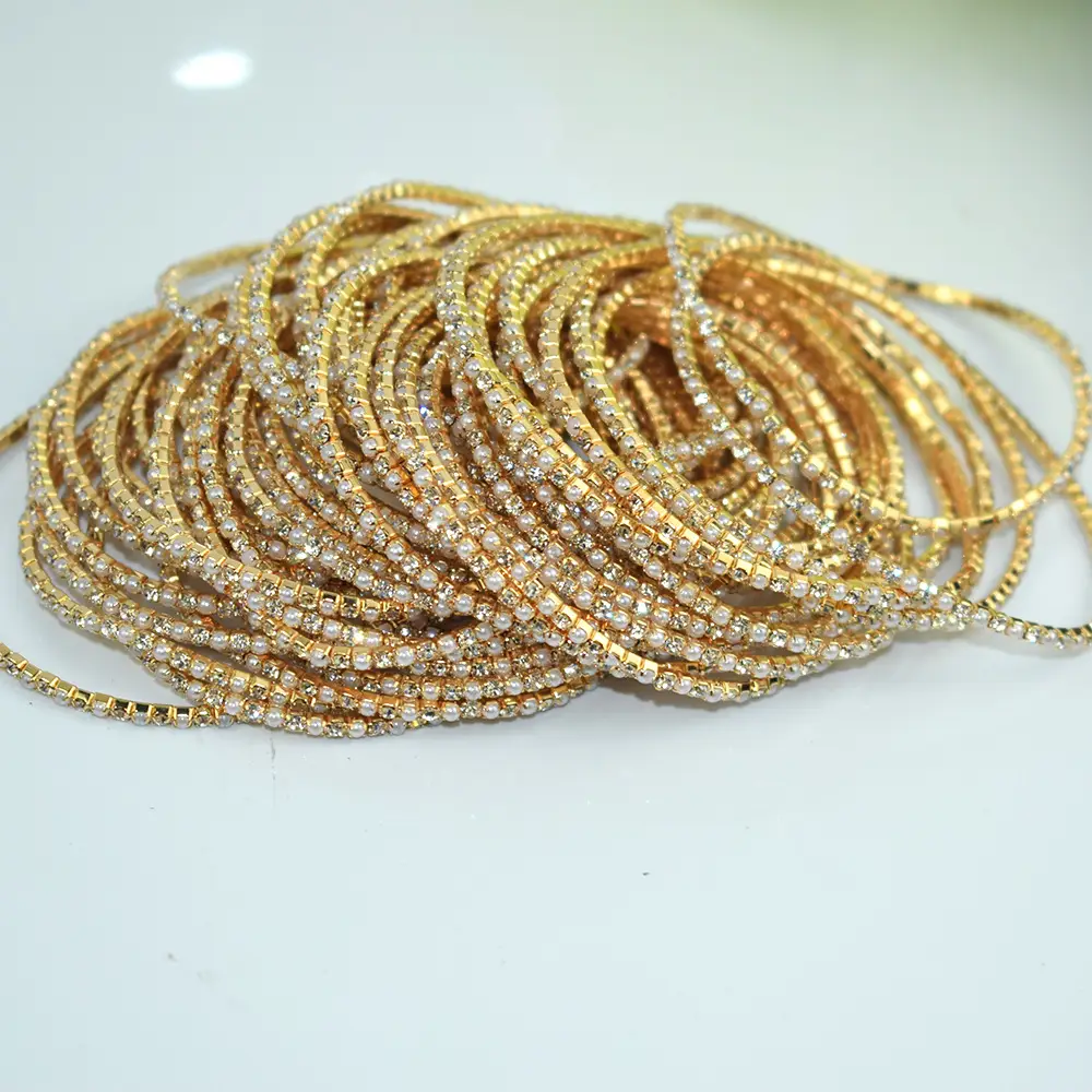 10 Pack 2mm Single Row Indian Rhinestone Bracelets - Image 24